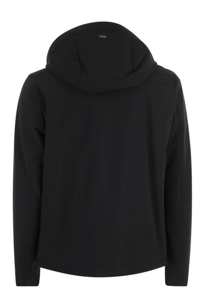 Herno Logo-patch Hooded Jacket In Black