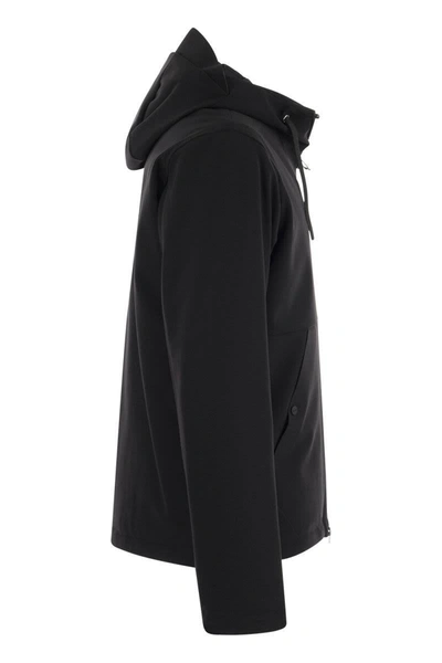Herno Logo-patch Hooded Jacket In Black