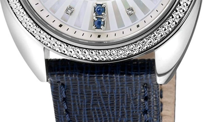 Shop Gv2 Palermo Diamond Embossed Leather Strap Watch, 36mm In Blue