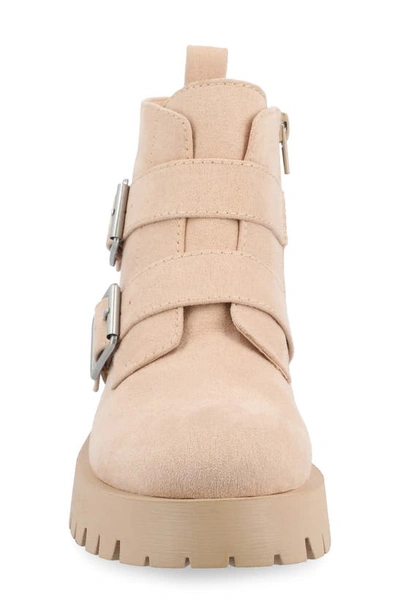 Journee Collection Maebry Buckle Bootie In Beige