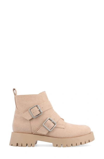 Journee Collection Maebry Buckle Bootie In Beige