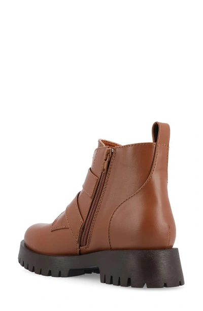 Journee Collection Maebry Buckle Bootie In Cognac