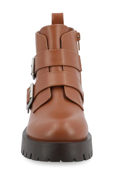 Journee Collection Maebry Buckle Bootie In Cognac