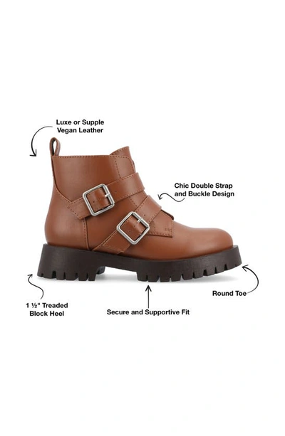 Journee Collection Maebry Buckle Bootie In Cognac