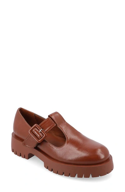 Shop Journee Collection Suvi Mary Jane Loafer In Cognac
