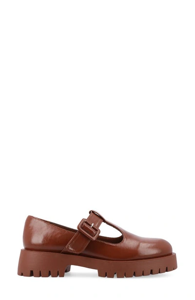 Shop Journee Collection Suvi Mary Jane Loafer In Cognac