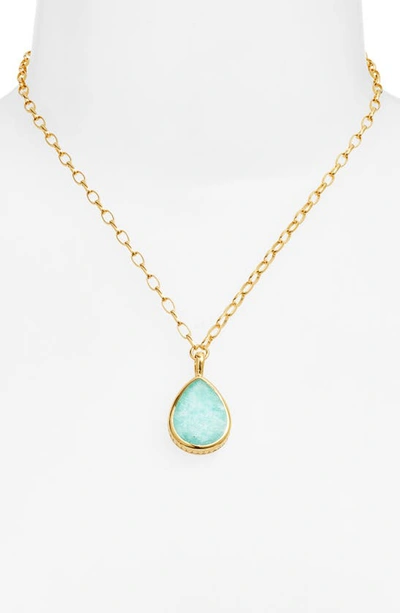 Shop Anna Beck Large Amazonite Pendant Necklace In Gold/ Amazonite