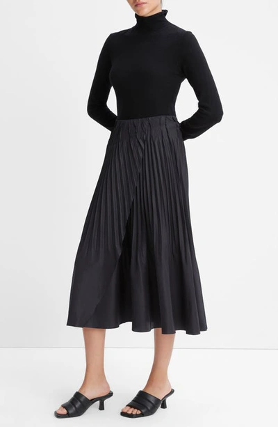 Shop Vince Variegated Pleat Skirt In Black