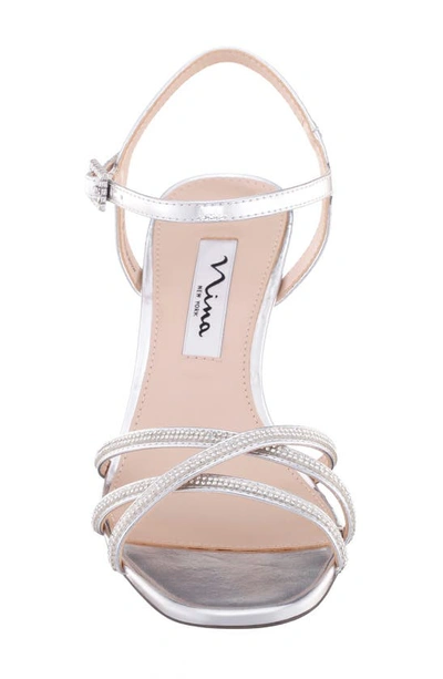 Shop Nina Bobby Embellished Ankle Strap Sandal In Silver