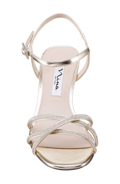 Shop Nina Bobby Embellished Ankle Strap Sandal In Platino