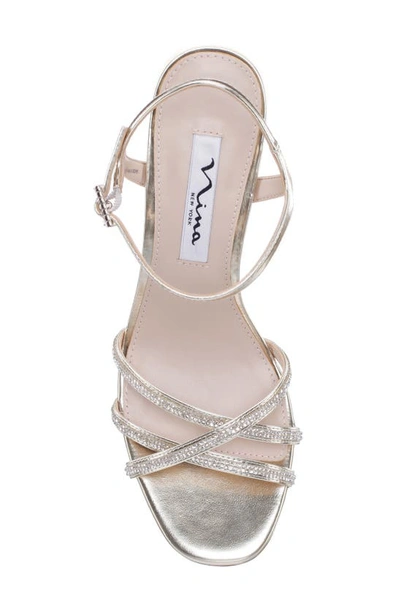 Shop Nina Bobby Embellished Ankle Strap Sandal In Platino
