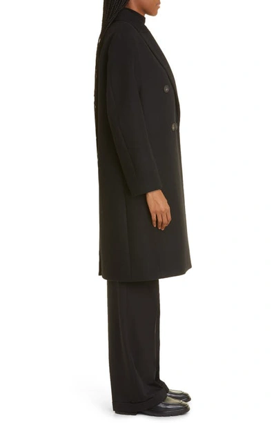 Shop Vince Recycled Wool Blend Double Breasted Coat In Black