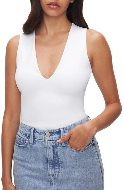 GOOD AMERICAN GOOD AMERICAN DEEP V-NECK SCUBA KNIT THONG BODYSUIT 