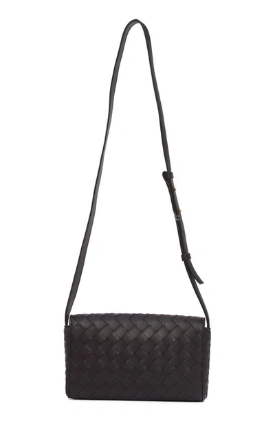 Shop Bottega Veneta Mini Intrecciato Leather Crossbody Bag In 2190 Fondant-m Brass