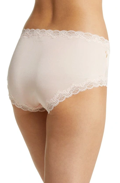 Uwila Warrior Lace Trim Silk Briefs In Rose Quartz