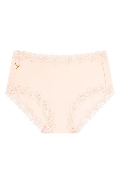 Uwila Warrior Lace Trim Silk Briefs In Rose Quartz