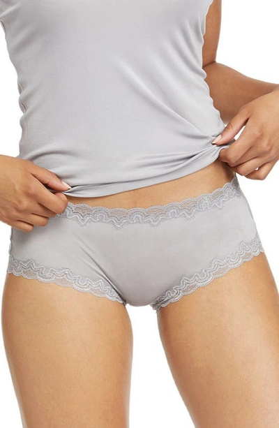 Shop Uwila Warrior Soft Silk Lace Trim Silk Briefs In Alloy