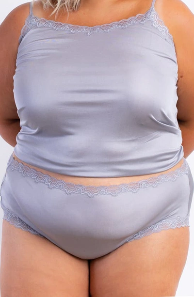 Uwila Warrior Soft Silk Lace Trim Silk Briefs In Alloy