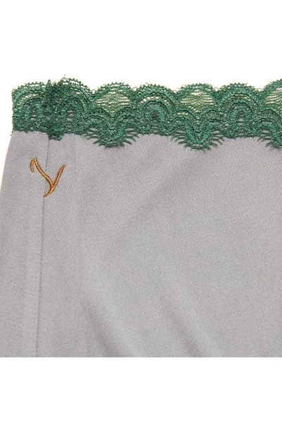 Shop Uwila Warrior Soft Silk Lace Trim Silk Briefs In Alloy/ Green