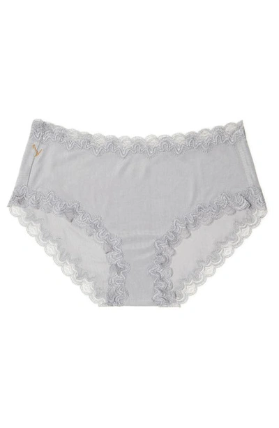 Shop Uwila Warrior Soft Silk Lace Trim Silk Briefs In Alloy