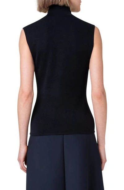 Shop Akris Crystal Trapezoid Detail Sleeveless Cashmere & Silk Turtleneck Sweater In Black