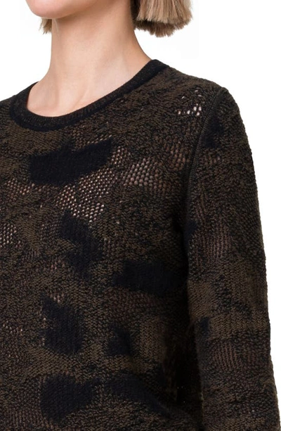 Shop Akris Abraham Floral Jacquard Virgin Wool & Cashmere Sweater In 959 Black-moss