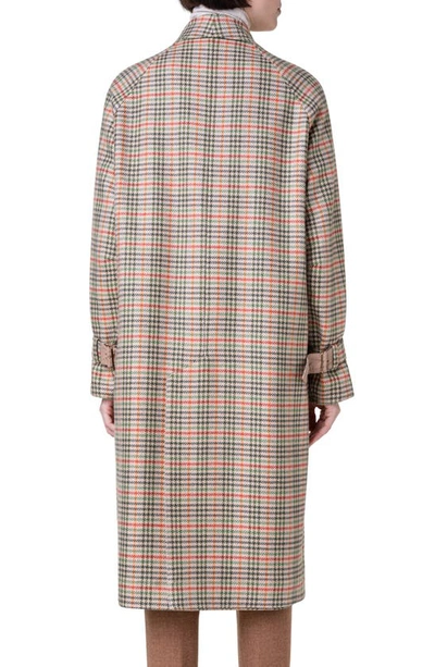 Shop Akris Check Reversible Virgin Wool & Silk Taffeta Coat In 035 Camel-multicolor