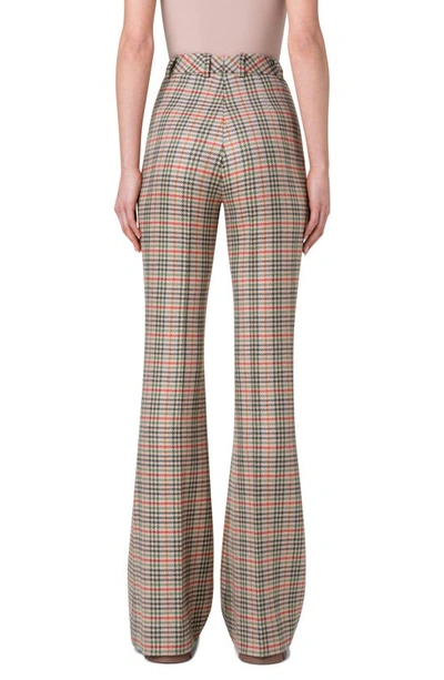 Shop Akris Fares Check Virgin Wool Bootcut Pants In 035 Camel-multicolor