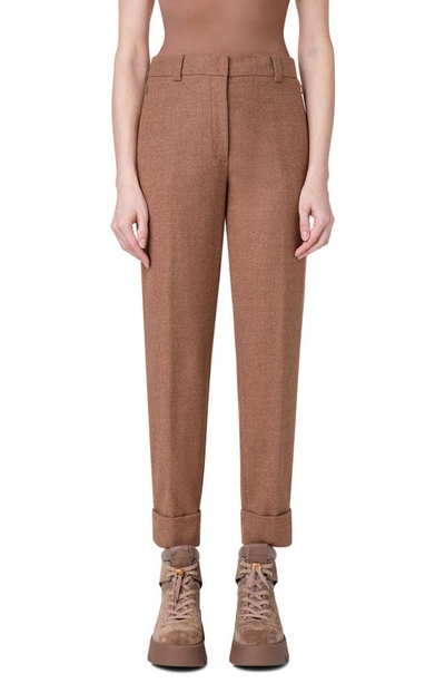 Shop Akris Maxima Stretch Virgin Wool Flannel Crop Pants In 243 Vicuna