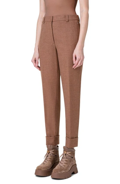 Shop Akris Maxima Stretch Virgin Wool Flannel Crop Pants In 243 Vicuna