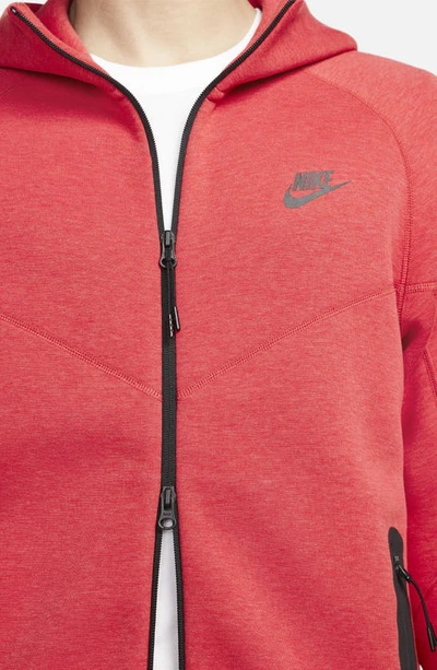 Shop Nike Tech Fleece Windrunner Zip Hoodie In University Red Heather/ Black