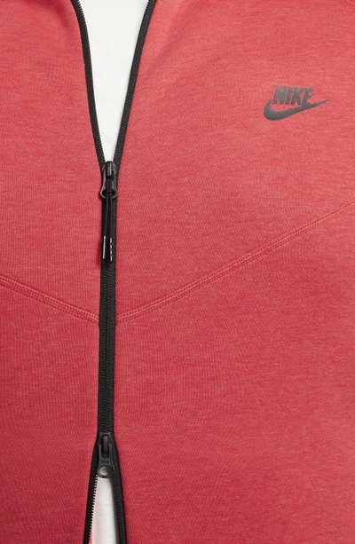 Shop Nike Tech Fleece Windrunner Zip Hoodie In University Red Heather/ Black