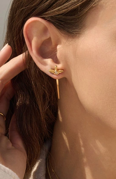 Shop Awe Inspired Moonstone Winged Sword Single Ear Jacket In Gold Vermeil