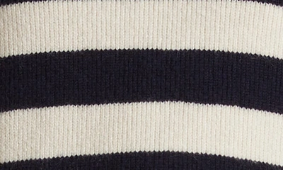 Shop Khaite Franklin Stripe Cashmere Crop Sweater In Magnolia / Navy Stripe