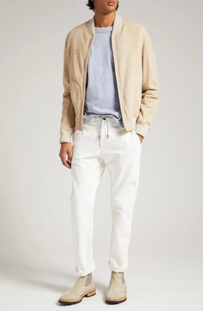 Shop Eleventy Genuine Shearling Bomber Jacket In Sand