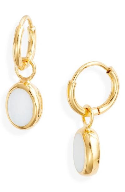 Shop Anna Beck White Agate Drop Huggie Hoop Earrings In Gold/ White Agate