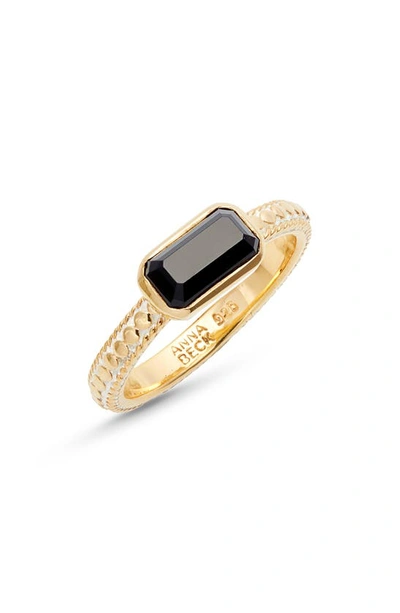 Shop Anna Beck Rectangular Onyx Ring In Gold/ Black Onyx