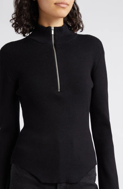Shop Gestuz Yasmia Half Zip Rib Sweater In Black