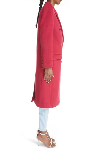 Shop Isabel Marant Enarryli Double Breasted Stretch Wool & Cashmere Coat In Raspberry