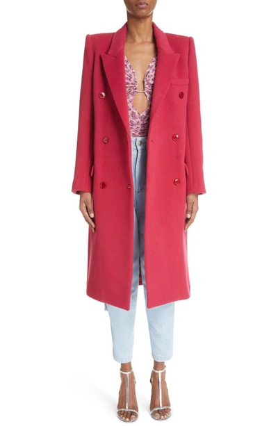 Shop Isabel Marant Enarryli Double Breasted Stretch Wool & Cashmere Coat In Raspberry