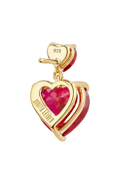 Shop Judith Leiber Couture Crystal Heart Drop Earrings In Gold Red