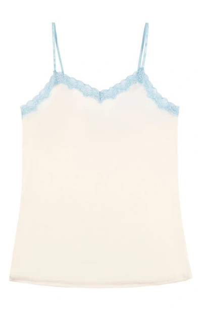 Shop Uwila Warrior Soft Silk Lace Trim Camisole In Winter White/ Sky Blue