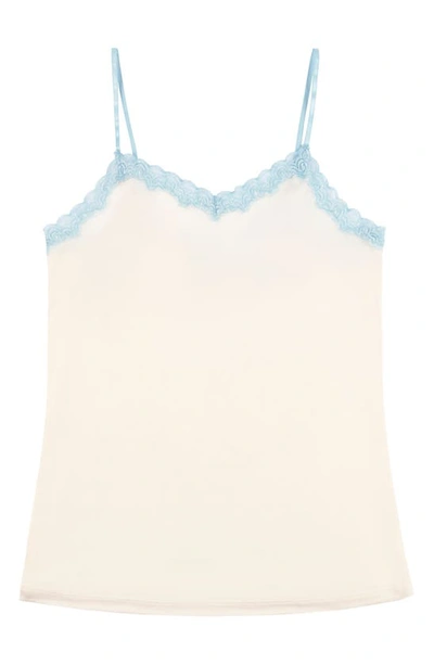 Uwila Warrior Soft Silk Lace Trim Camisole In Winter White/ Sky Blue