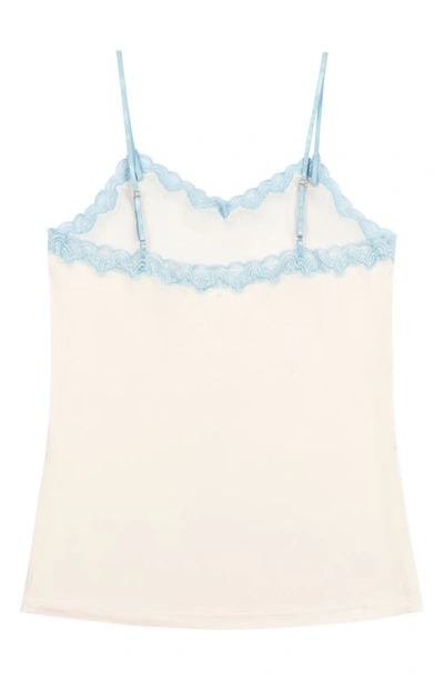 Uwila Warrior Soft Silk Lace Trim Camisole In Winter White/ Sky Blue