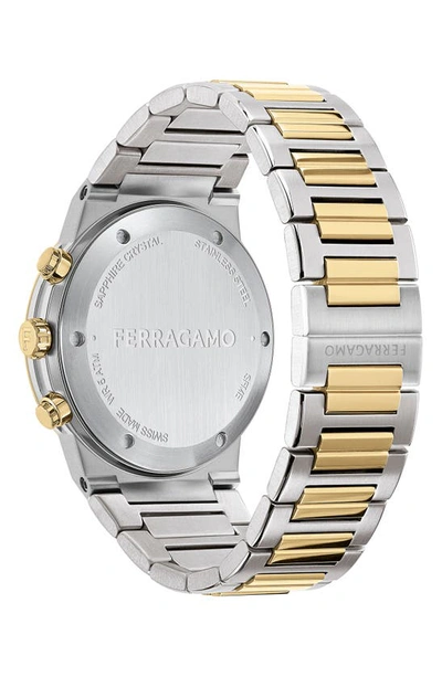 Shop Ferragamo Sapphire Chronograph Bracelet Watch, 41mm In Two Tone