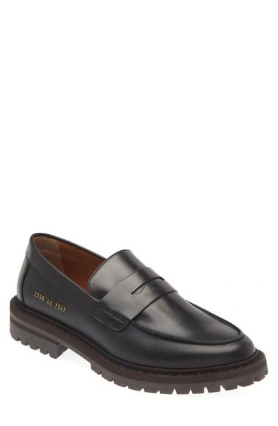 Shop Common Projects Lug Sole Penny Loafer In Black 7547
