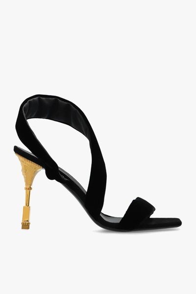 Shop Balmain Black ‘moneta' Heeled Sandals In New