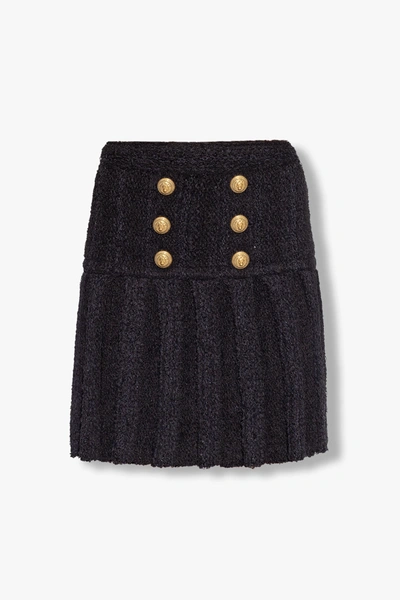 Shop Balmain Black Pleated Skirt In New