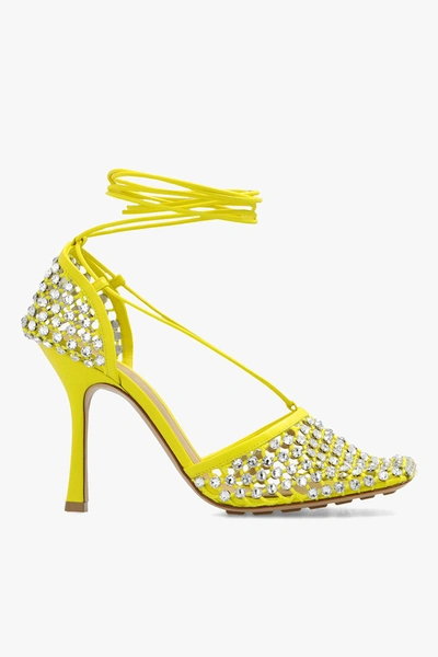 Shop Bottega Veneta Yellow ‘sparkle Stretch' Pumps In New