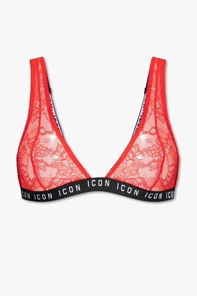 Shop Dsquared2 Red Lace Bra In New